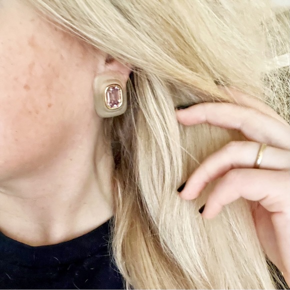 Givenchy Couture Lucite & Amethyst Crystal Clip-On Earrings - Picture 5 of 9